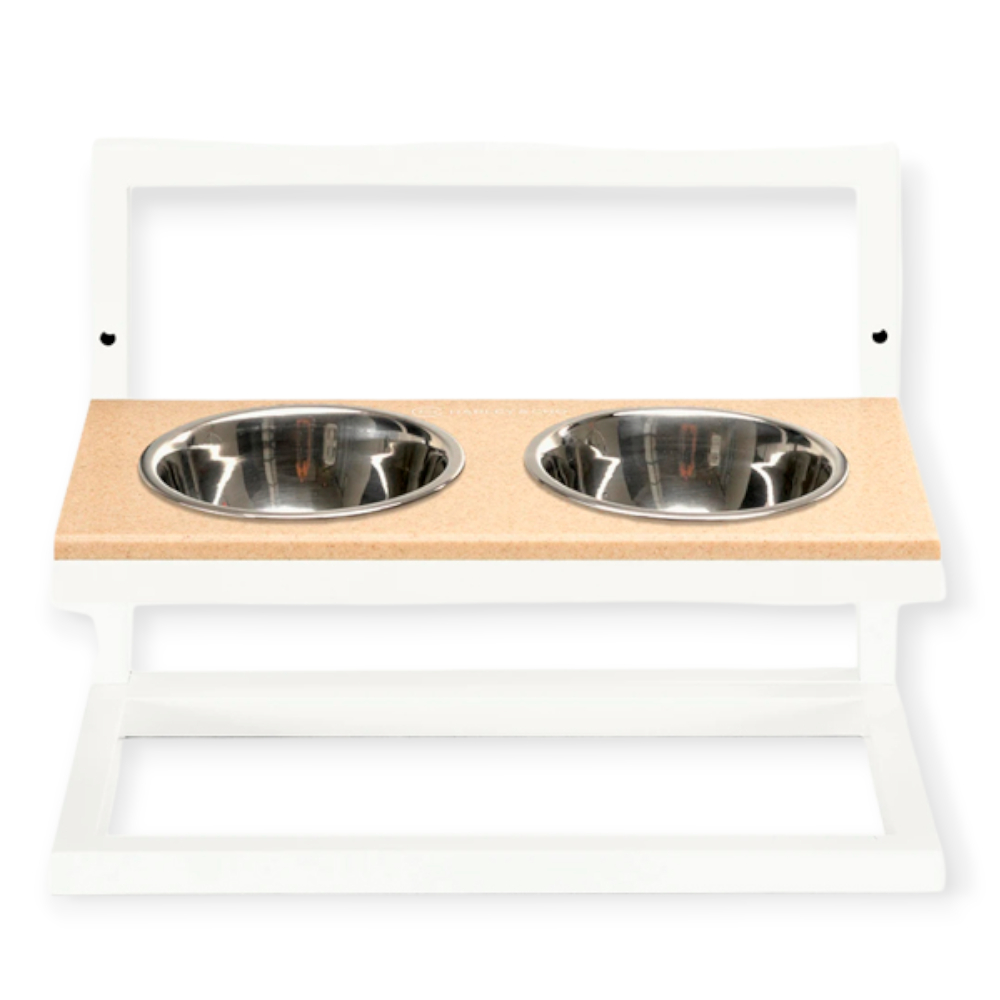 Harley & Cho Lift Beige Stone & White миски на підставці з регульованою висотою, білий - 1,8 л