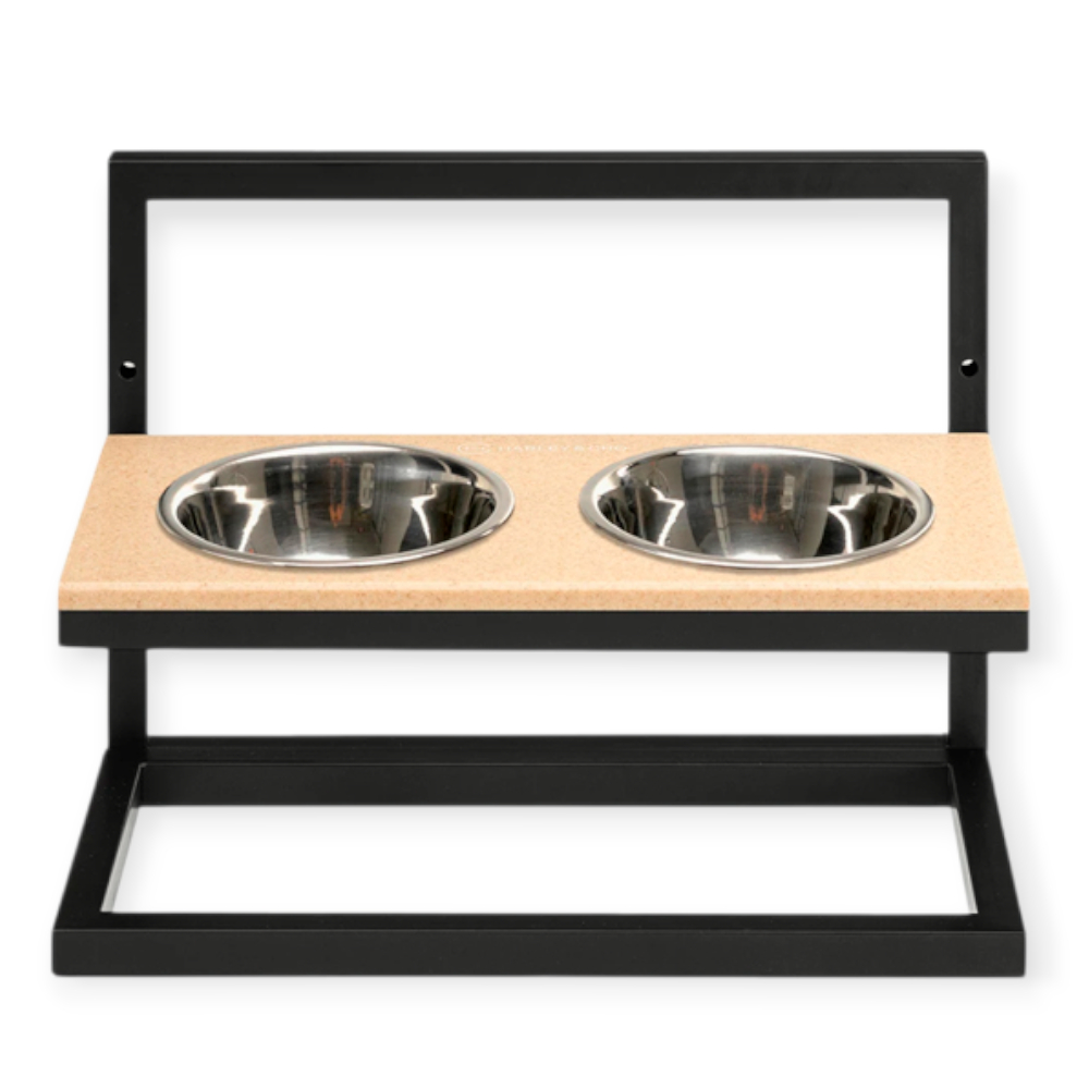 Harley & Cho Lift Beige Stone & Black миски на підставці з регульованою висотою, чорний - 1,8 л