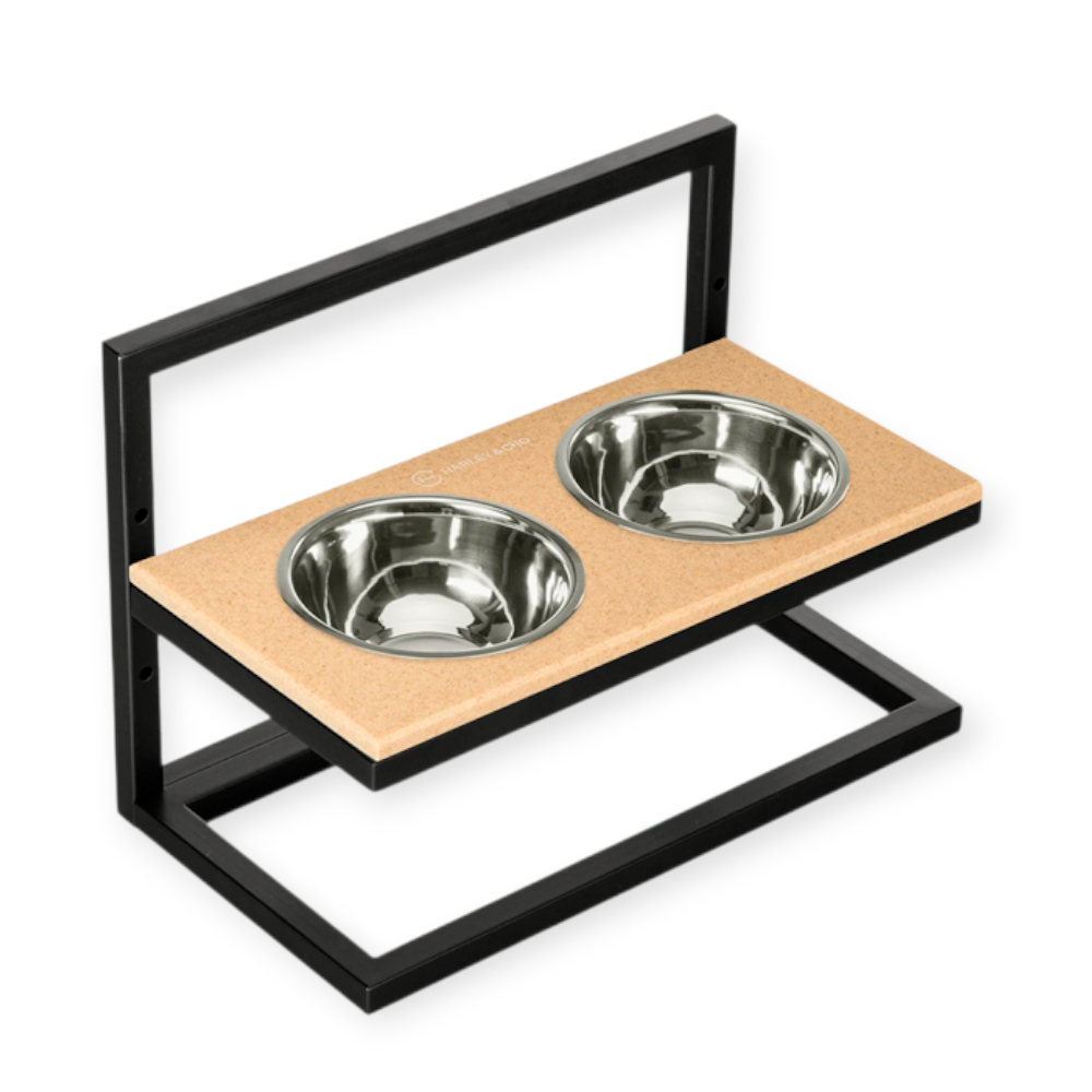 Harley & Cho Lift Beige Stone & Black миски на підставці з регульованою висотою, чорний - 1,8 л
