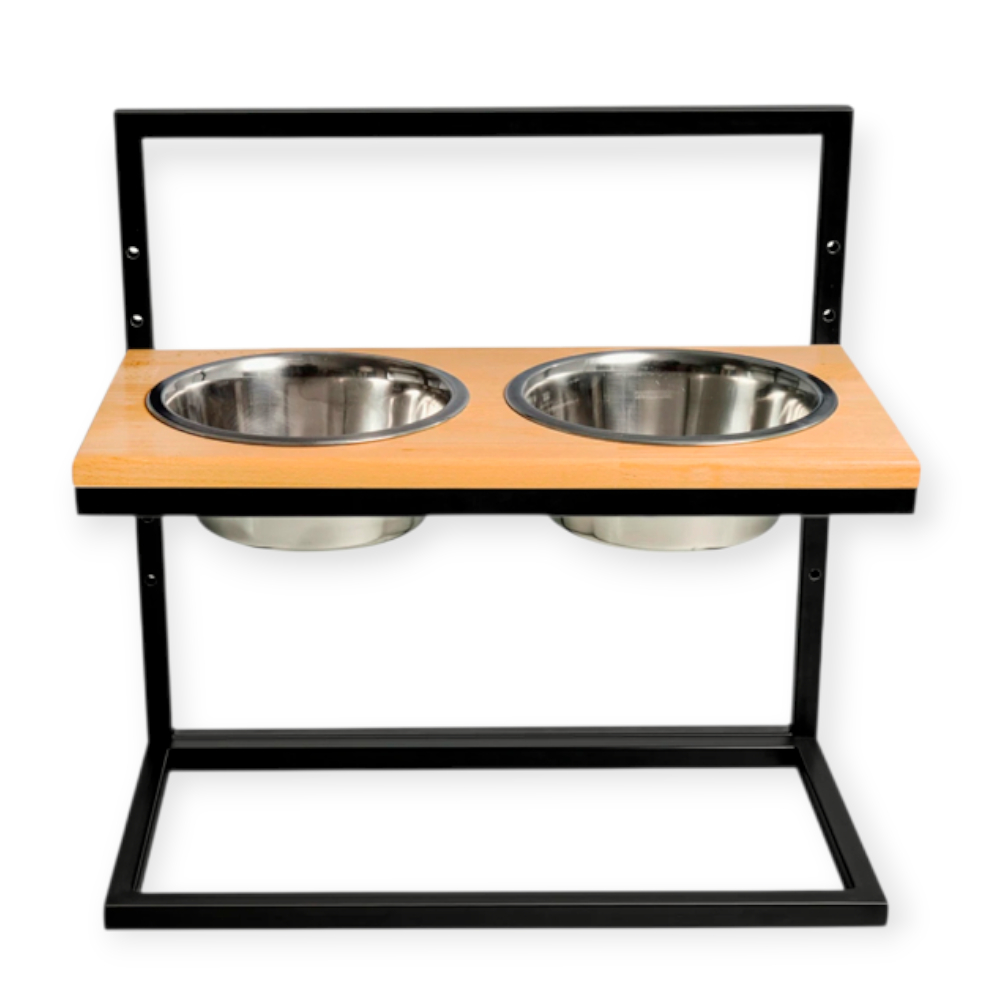 Harley & Cho Lift Natural Wood & Black миски на підставці з регульованою висотою, чорний - 1,8 л