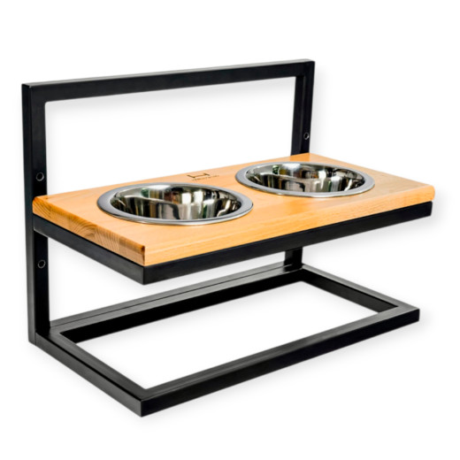 Harley & Cho Lift Natural Wood & Black миски на підставці з регульованою висотою, чорний - 1,8 л