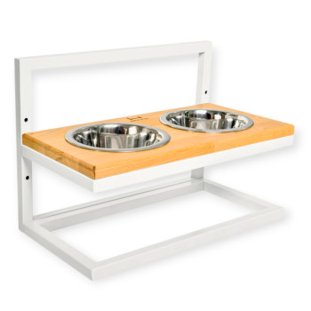 Harley & Cho Lift Natural Wood & White миски на підставці з регульованою висотою, білий - 750 мл