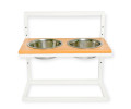 Harley & Cho Lift Natural Wood & White миски на підставці з регульованою висотою, білий - 1,8 л