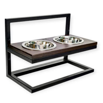 Harley & Cho Lift Brown Wood & Black миски на підставці з регульованою висотою, чорний - 1,8 л