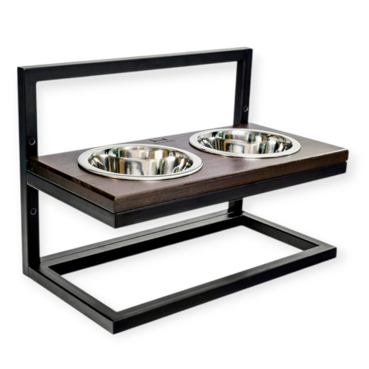 Harley & Cho Lift Brown Wood & Black миски на підставці з регульованою висотою, чорний - 1,8 л