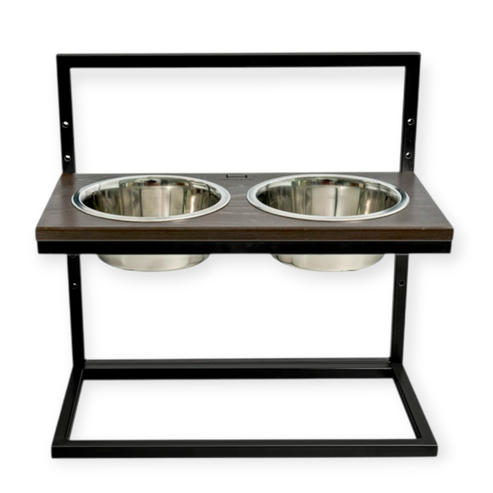 Harley & Cho Lift Brown Wood & Black миски на підставці з регульованою висотою, чорний - 1,8 л