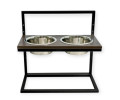 Harley & Cho Lift Brown Wood & Black миски на підставці з регульованою висотою, чорний - 1,8 л