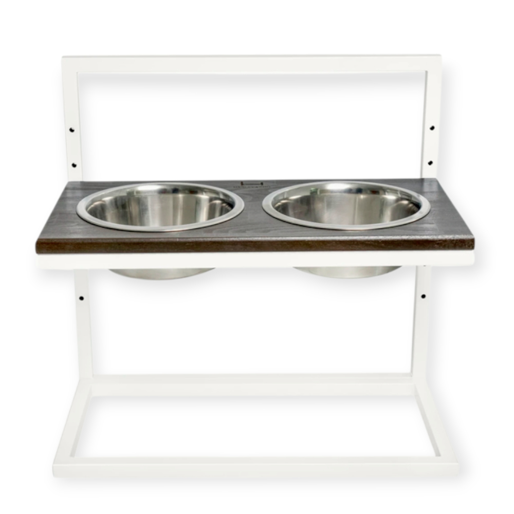 Harley & Cho  Lift Brown Wood & White миски на підставці з регульованою висотою, білий - 1,8 л