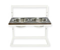 Harley & Cho  Lift Brown Wood & White миски на підставці з регульованою висотою, білий - 1,8 л