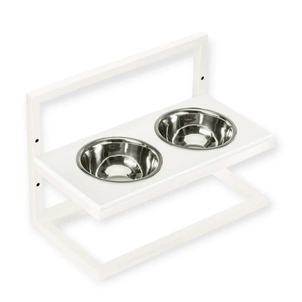 Harley & Cho Lift White Stone & White миски на підставці з регульованою висотою, білий - 1,8 л
