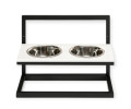 Harley & Cho Lift White Stone & Black миски на підставці з регульованою висотою, чорний - 1,8 л