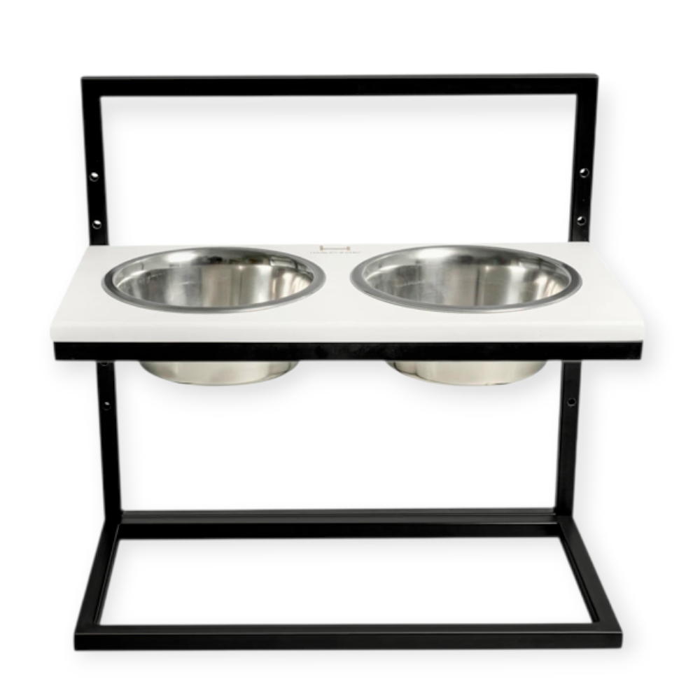 Harley & Cho Lift White Wood & Black миски на підставці з регульованою висотою, чорний - 1,8 л