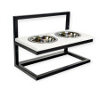 Harley & Cho Lift White Wood & Black миски на підставці з регульованою висотою, чорний - 1,8 л