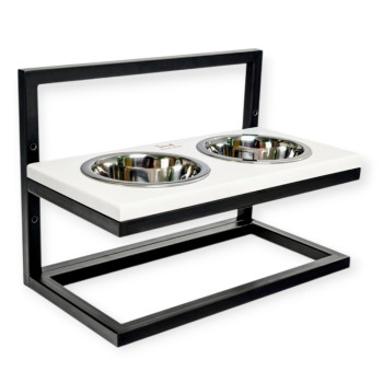 Harley & Cho Lift White Wood & Black миски на підставці з регульованою висотою, чорний - 1,8 л