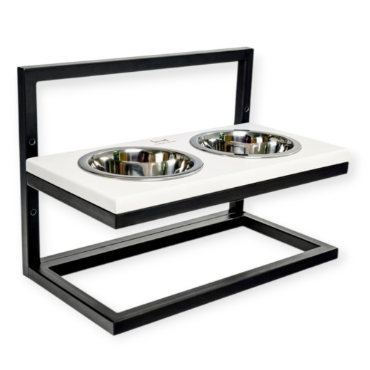 Harley & Cho Lift White Wood & Black миски на підставці з регульованою висотою, чорний - 1,8 л