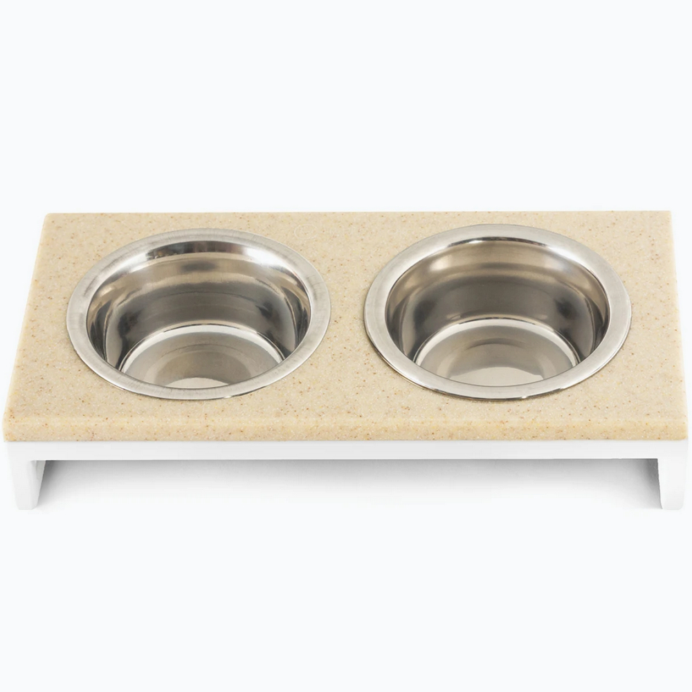 Harley & Cho Lunch Bar Beige Stone & White миски на підставці для собак та котів, білий - 200 мл