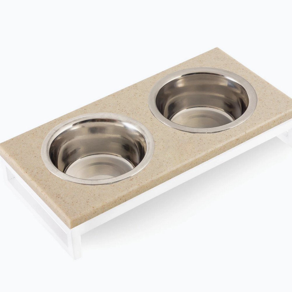 Harley & Cho Lunch Bar Beige Stone & White миски на підставці для собак та котів, білий - 200 мл