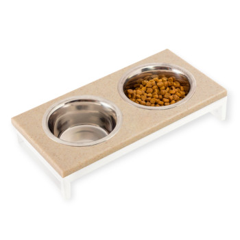 Harley & Cho Lunch Bar Beige Stone & White миски на підставці для собак та котів, білий - 450 мл