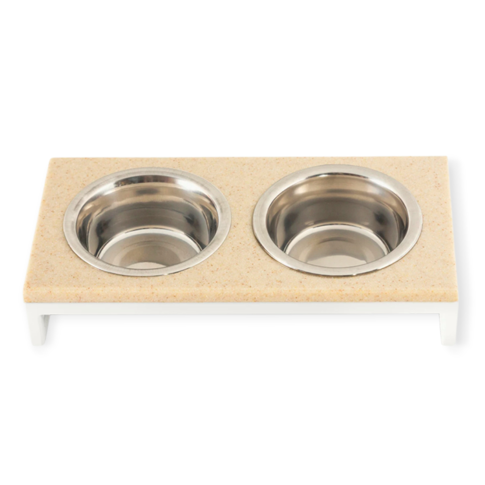 Harley & Cho Lunch Bar Beige Stone & White миски на підставці для собак, білий - 750 мл