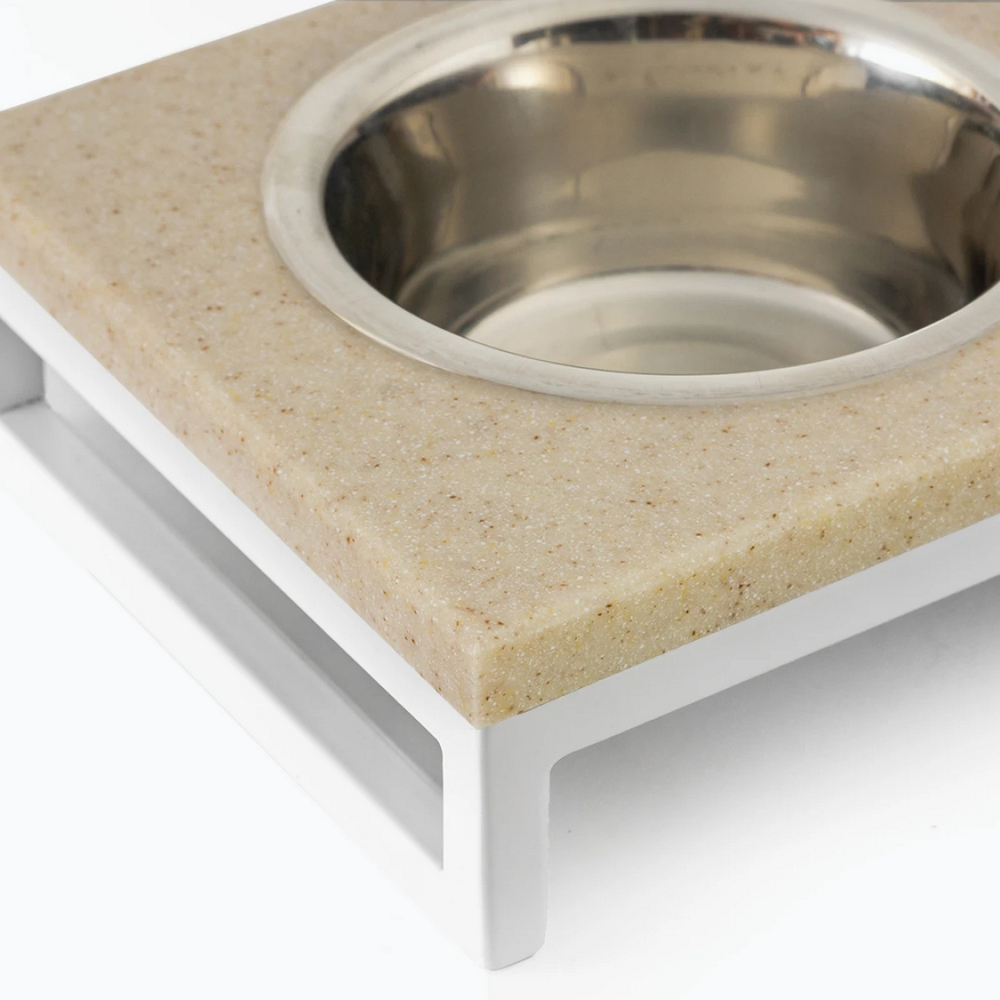 Harley & Cho Lunch Bar Beige Stone & White миски на підставці для собак, білий - 750 мл
