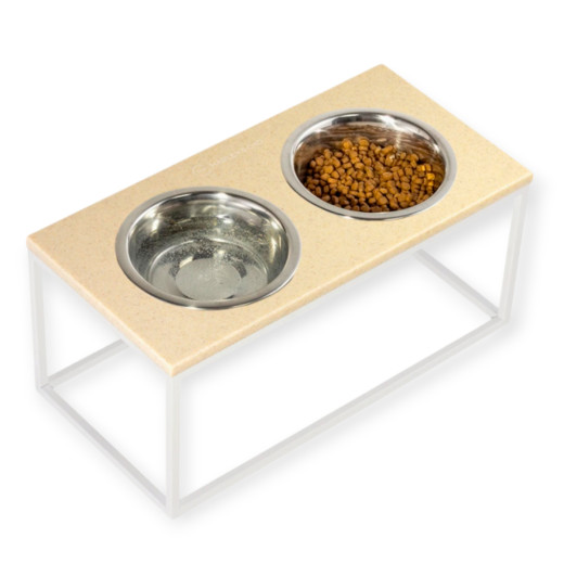 Harley & Cho Lunch Bar Beige Stone & White миски на підставці для собак та котів, білий - 750 мл