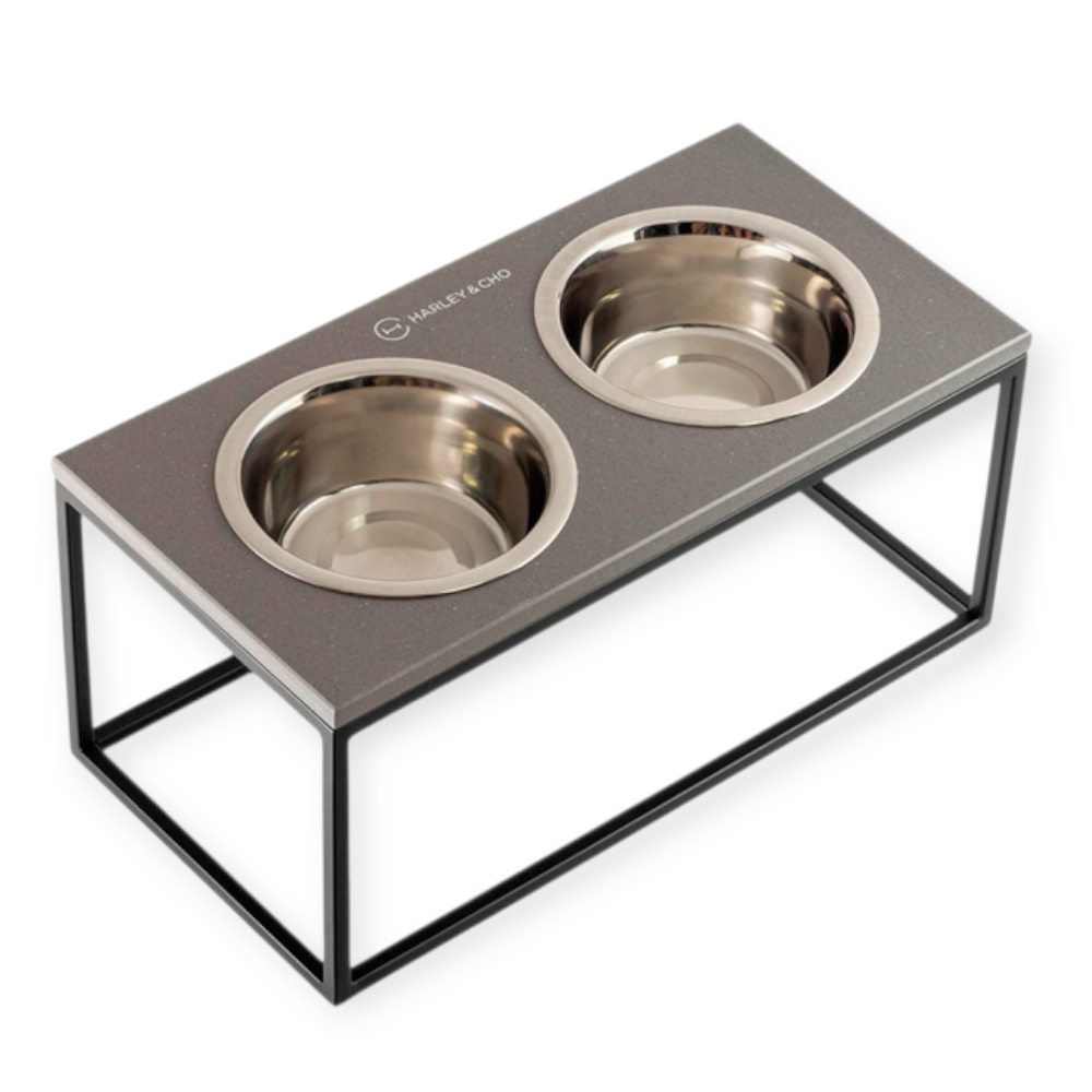 Harley & Cho Lunch Bar Gray Stone Black миски на підставці для собак, чорний - 750 мл