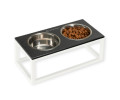 Harley & Cho  Dinner Black Stone & White миски на підставці для собак, білий - 1,8 л