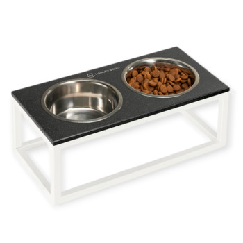 Harley & Cho  Dinner Black Stone & White миски на підставці для собак, білий - 1,8 л