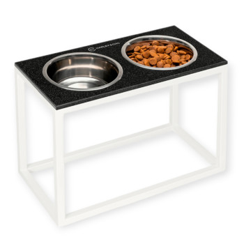 Harley & Cho  Dinner Black Stone & White миски на підставці для собак, білий - 1,8 л