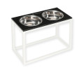 Harley & Cho  Dinner Black Stone & White миски на підставці для собак, білий - 1,8 л