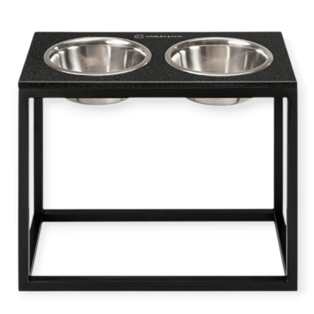 Harley & Cho Dinner Black Stone & Black миски на підставці для собак, чорний - 1,8 л