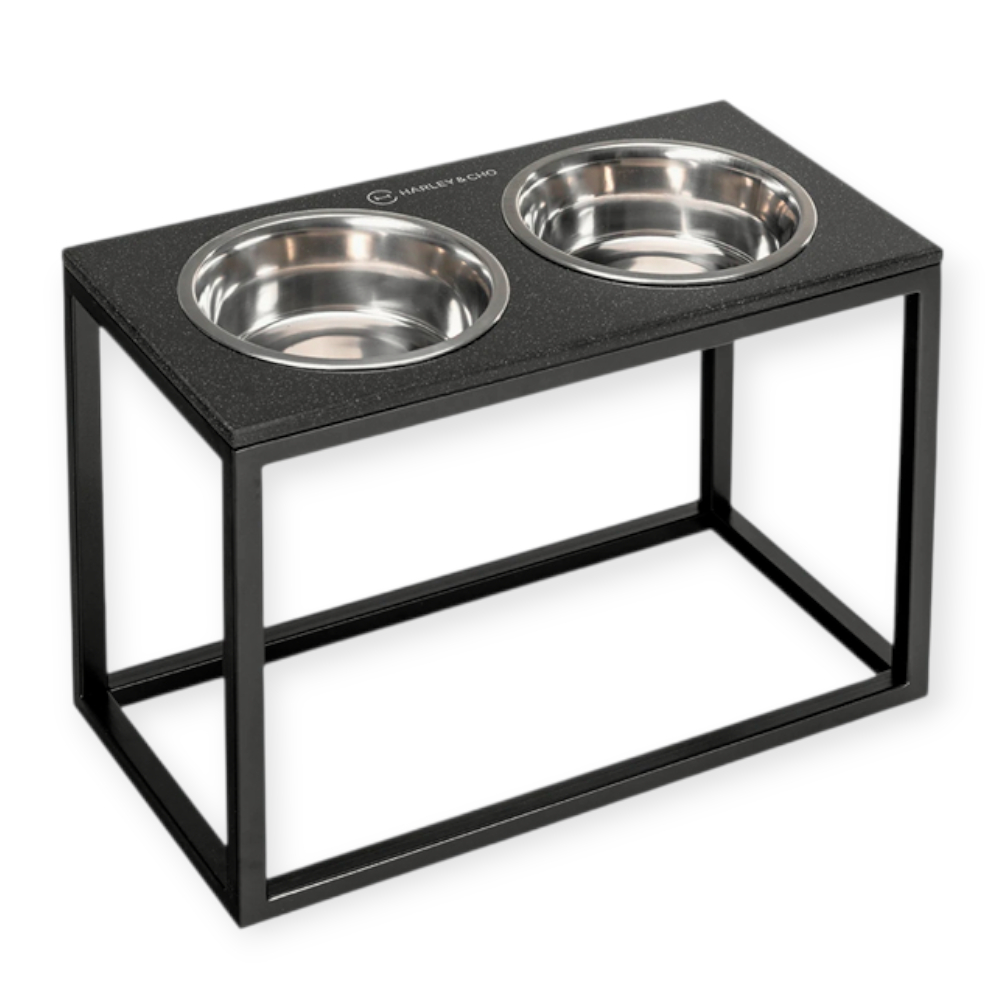 Harley & Cho Dinner Black Stone & Black миски на підставці для собак, чорний - 1,8 л