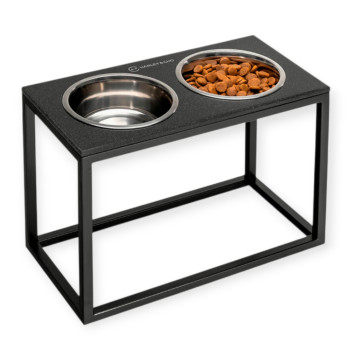 Harley & Cho Dinner Black Stone & Black миски на підставці для собак, чорний - 1,8 л