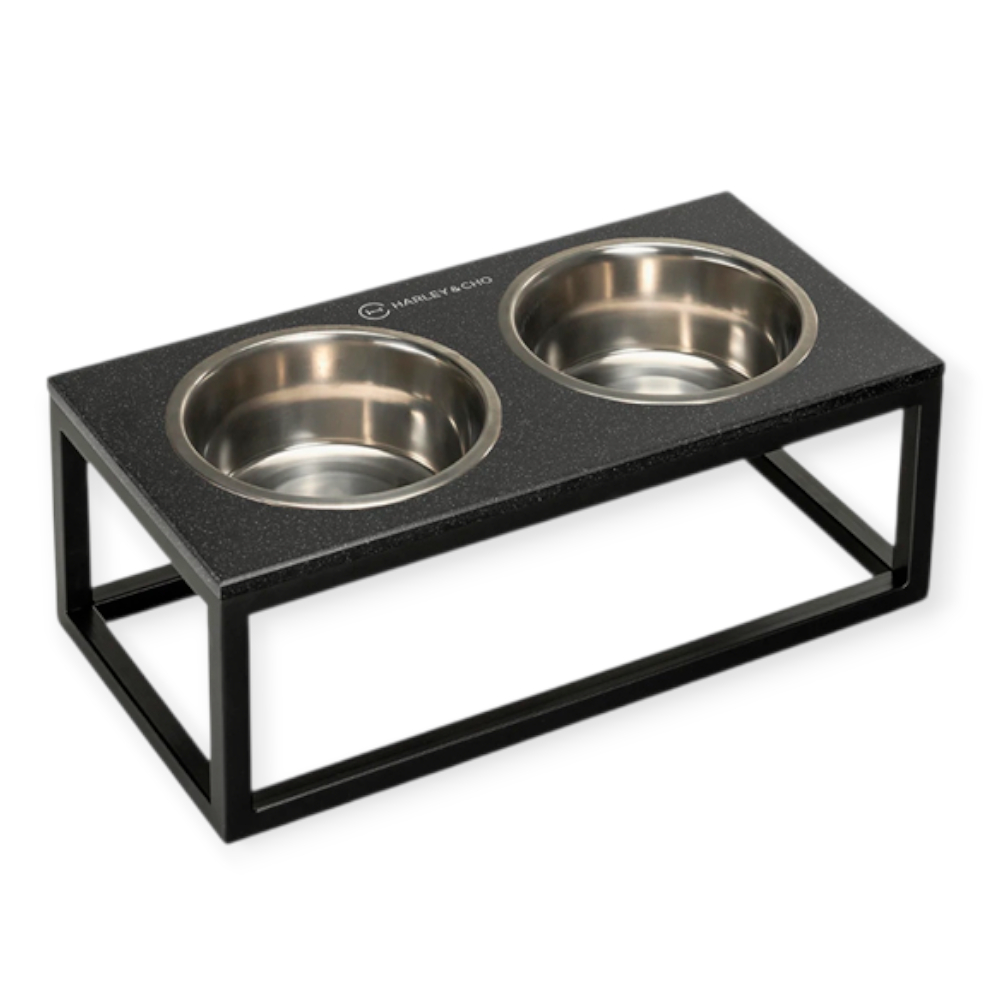 Harley & Cho Dinner Black Stone & Black миски на підставці для собак, чорний - 1,8 л