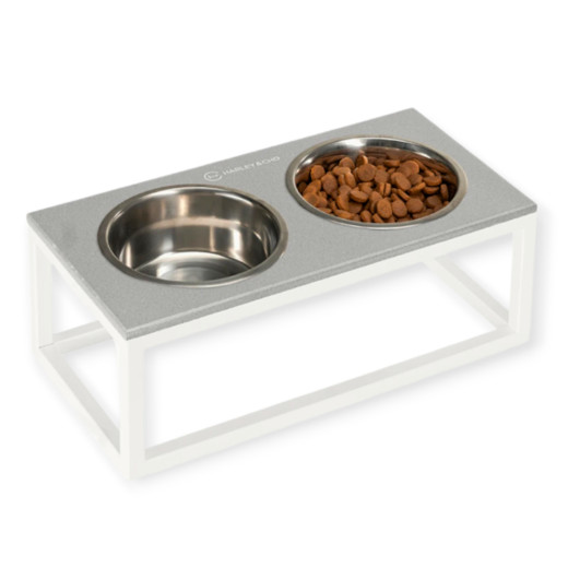 Harley & Cho Dinner Gray Stone & White миски на підставці для собак та котів, білий - 1,8 л