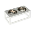 Harley & Cho Dinner Gray Stone & White миски на підставці для собак та котів, білий - 1,8 л