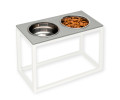 Harley & Cho Dinner Gray Stone & White миски на підставці для собак та котів, білий - 1,8 л