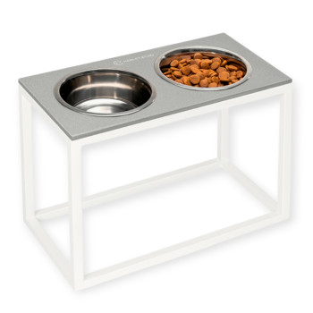 Harley & Cho Dinner Gray Stone & White миски на підставці для собак та котів, білий - 1,8 л