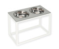 Harley & Cho Dinner Gray Stone & White миски на підставці для собак та котів, білий - 1,8 л