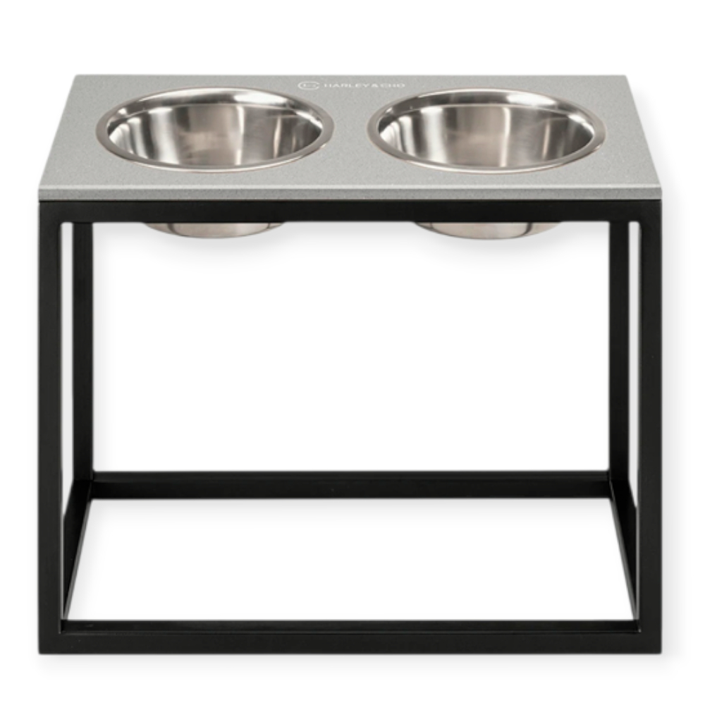 Harley & Cho Dinner Gray Stone & Black миски на підставці для собак, чорний - 1,8 л