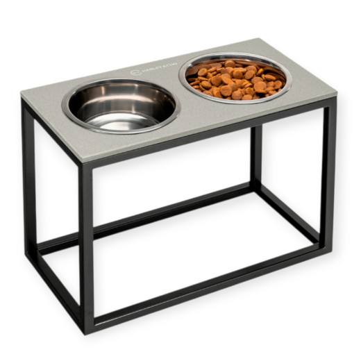 Harley & Cho Dinner Gray Stone & Black миски на підставці для собак, чорний - 1,8 л
