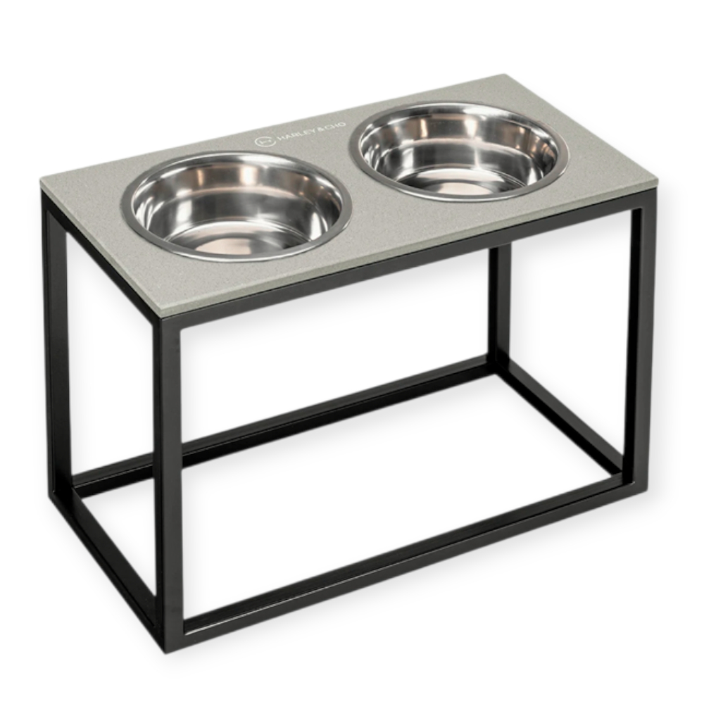 Harley & Cho Dinner Gray Stone & Black миски на підставці для собак, чорний - 1,8 л