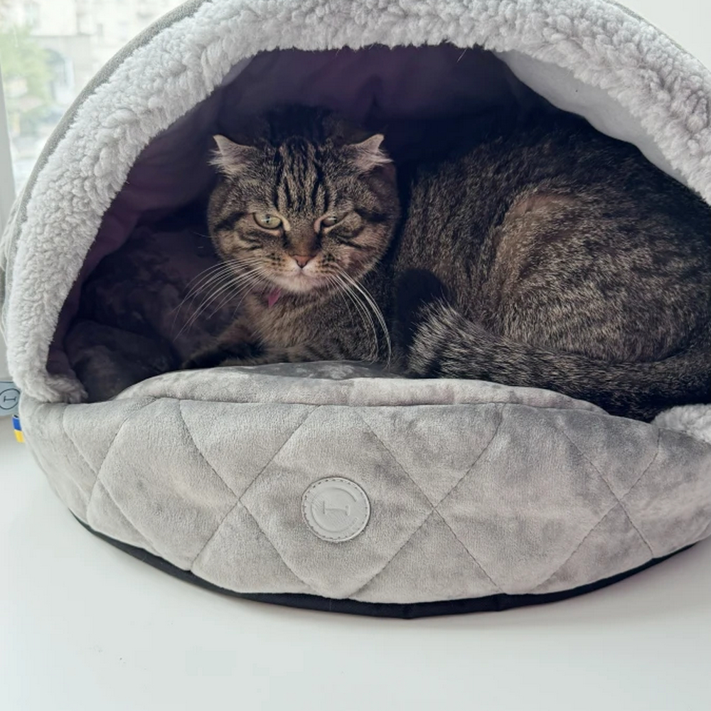 Harley & Cho Cover Plush Gray лежак-норка для котів і собак, сірий - S