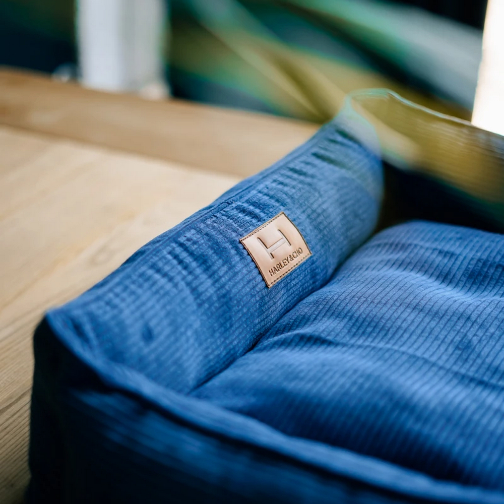 Harley & Cho Dreamer Velvet Denim вельветовий лежак для собак, синій - XXL