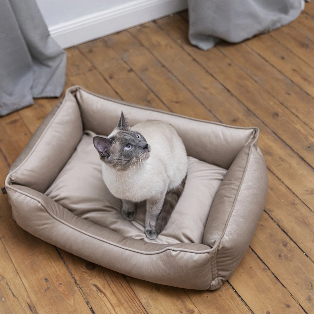 Harley & Cho Dreamer Velour Beige велюровий лежак для собак та котів, бежевий - S