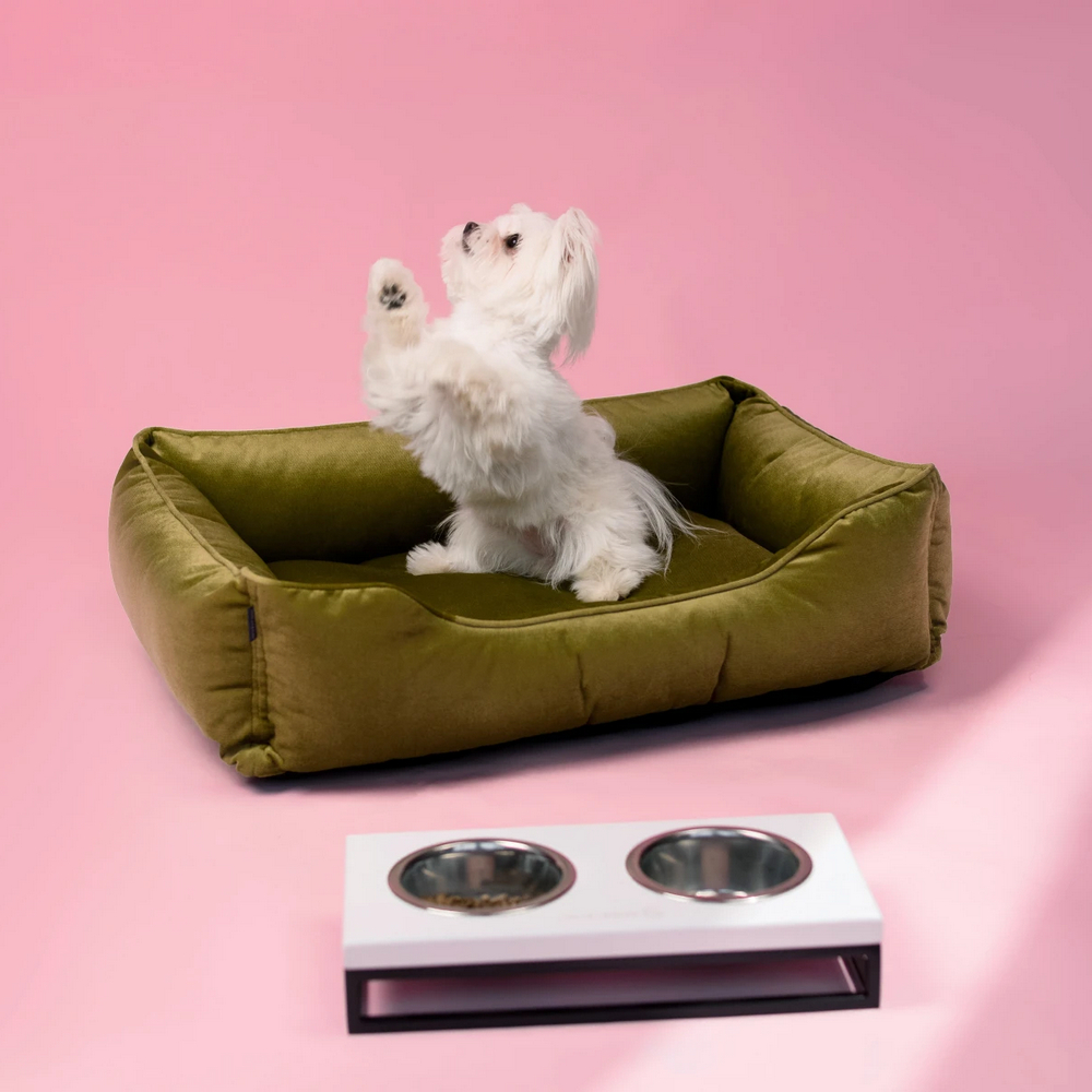 Harley & Cho Dreamer Velour Olive велюровий лежак для собак та котів, оливковий - S