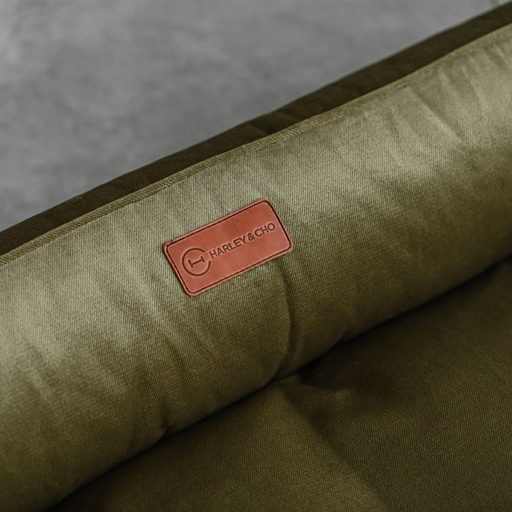 Harley & Cho Dreamer Velour Olive велюровий лежак для собак та котів, оливковий - S