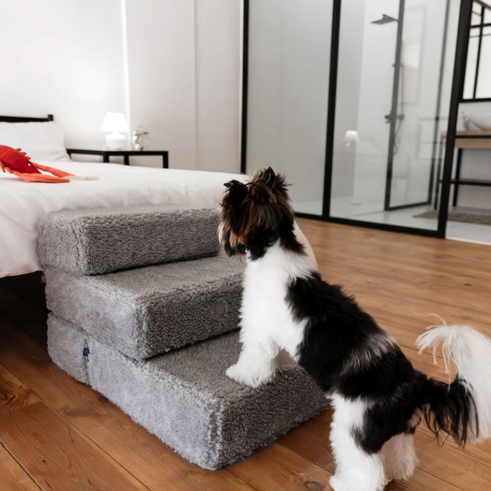 Harley & Cho Tetris Double Gray Fur хутряні сходинки для собак, сірий - 36 х 22 см
