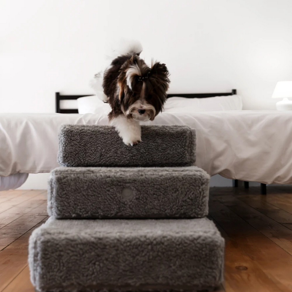 Harley & Cho Tetris Double Gray Fur хутряні сходинки для собак, сірий - 36 х 22 см