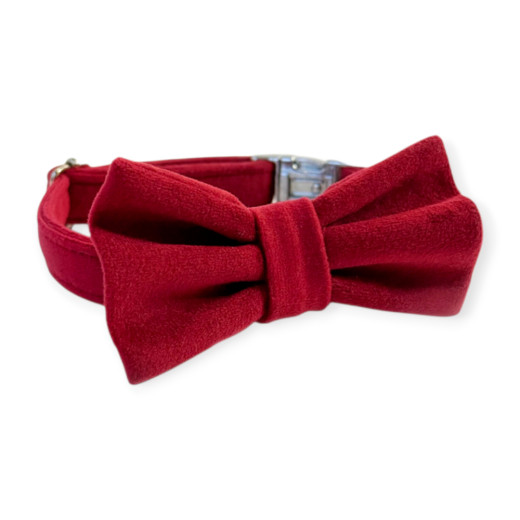 Harley & Cho Burgundy нашийник-метелик для собак і котів, бордовий - S